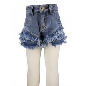 NEW ML KIDS girl's li'l britches tiered denim shorts in blue